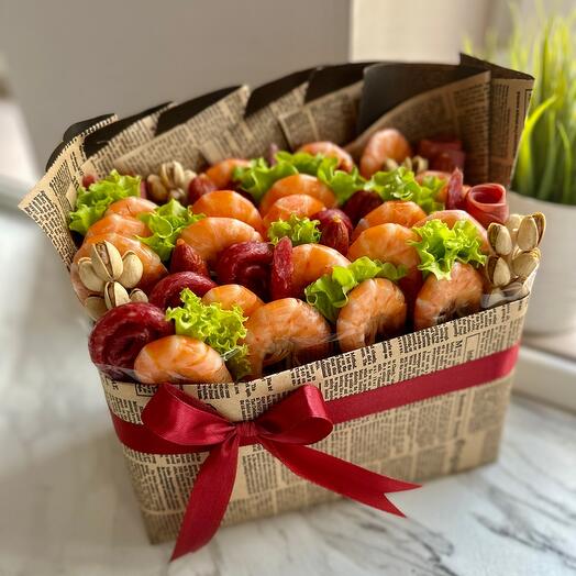 Мужской букет для папочки из королевских креветок