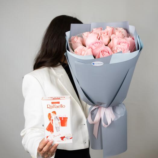 15 роз 50 см + Raffaello ( s)