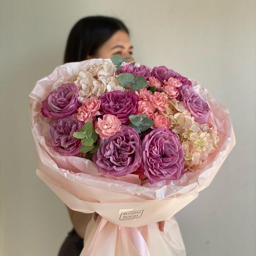 💞🧁Стильный букет пироженка из пион. розы диануса гортензии эвкалипта 👍