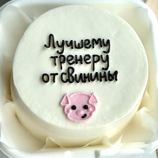 Бенто торт Лучшему тренеру со свинкой