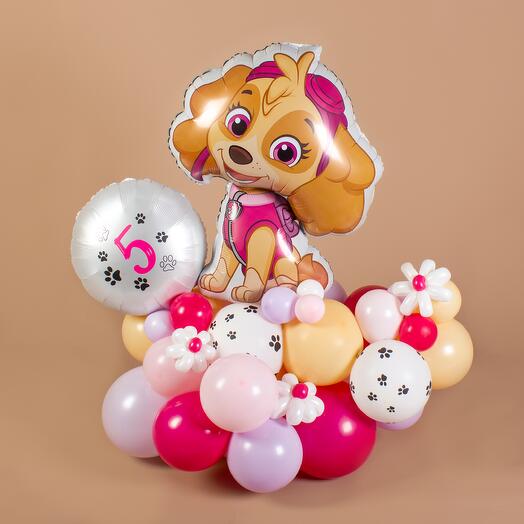 Фигура из шаров с надписью «Скай» («Щенячий патруль»)