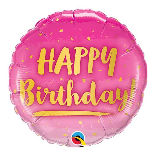 Happy Birthday Gold   Pink Foil Balloon