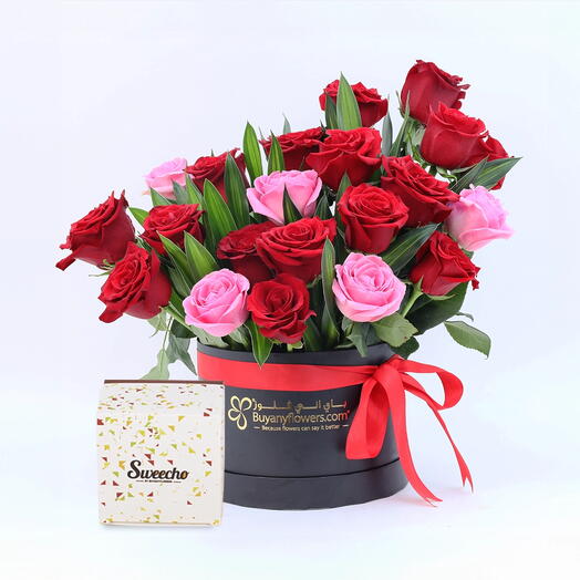 For Love 21 Roses Box and Chocolates