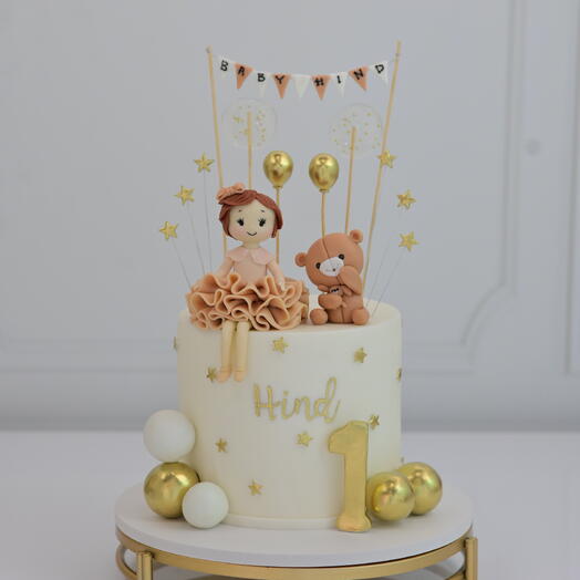 Baby Girl Birthday cake - 3D -Elegant cake