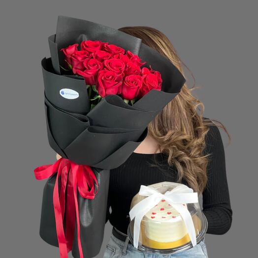15 роз  и бенто торт