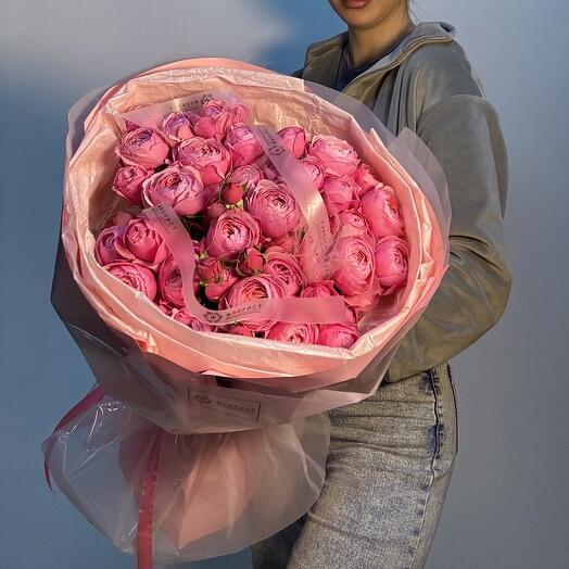 Монобукет Барби: кустовая пионовидная роза 💗