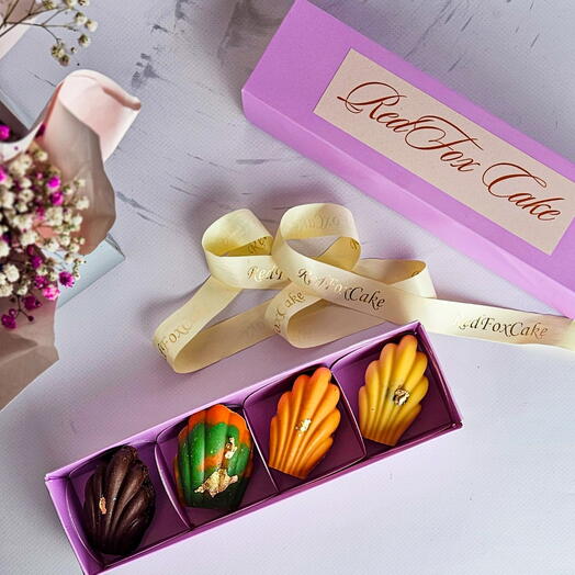 Набор мадлен Брауни-Фисташка/абрикос-Апельсин/Смородина-Кокос/Манго