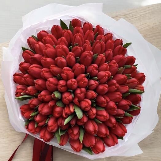 100 red tulips