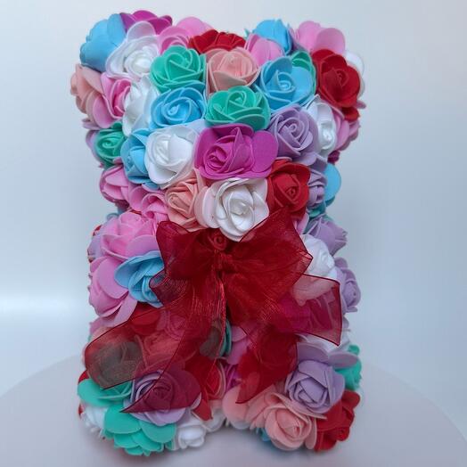 🌹 Мишка из роз Luxury Rose Bear из фоамирана Цветной