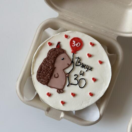 Bento birthday cake with hedgehog and balloon