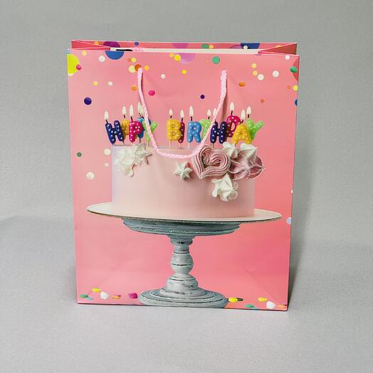 Подарочный пакет happy birthday 26x32x10см