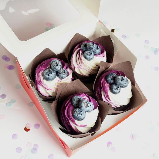 4 cupcakes de arándanos