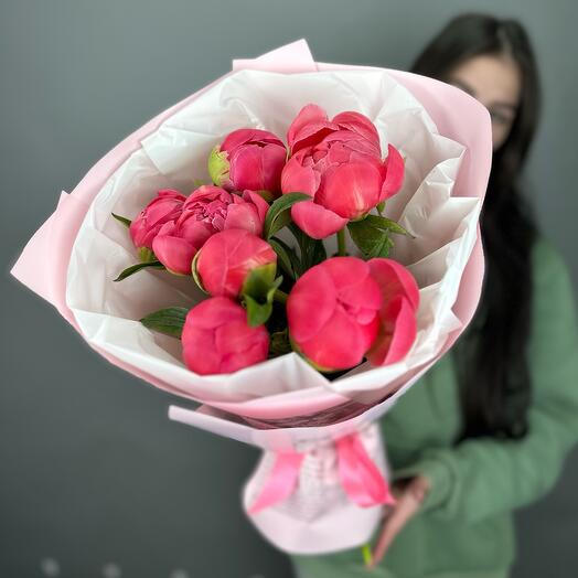 Букет l Сезонные Пионы в розовом