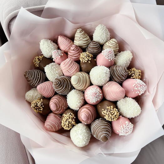 Bouquet of strawberries in chocolate Sweets