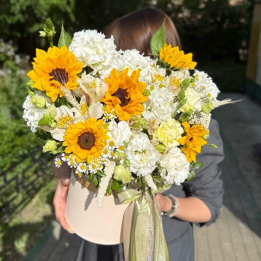 Коробочка «Солнечный день» с подсолнухами и ромашками