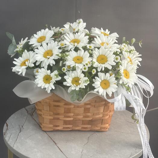 Корзина с ромашками