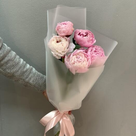 5 пионов с оформлением 🎀