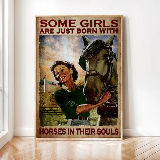 Интерьерный постер "Лошади" винтажная картина 02-0065