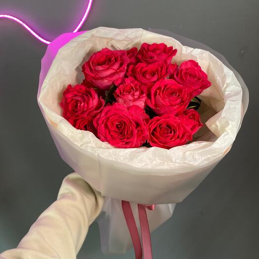 3 малиновых розы в букете🌸💐😍