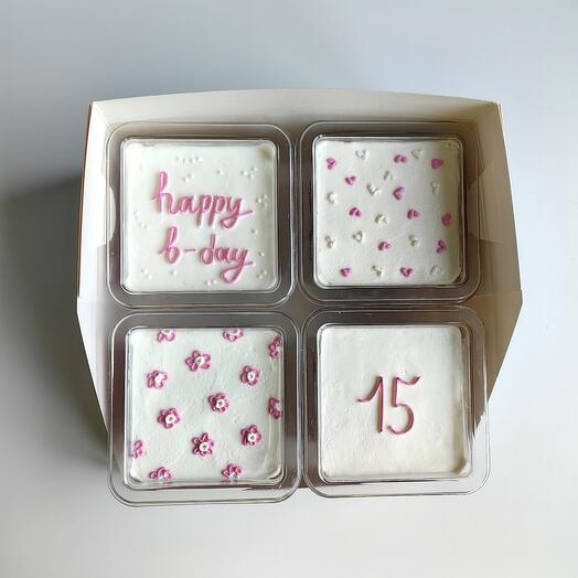 Трайфлы "День Рождения" Happy Birthday 4шт для девочки, девушки, женщины, любимой, подруги, жены, коллеги, дочери, сестры