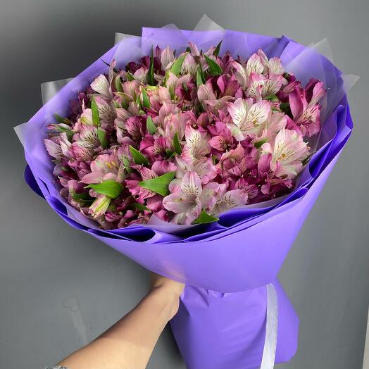 25 альстромерий фиолетово-розовый микс
