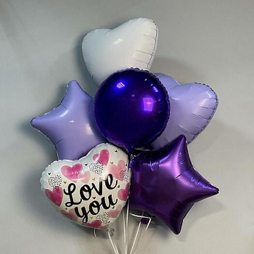 Фиолетовый набор шаров Love you