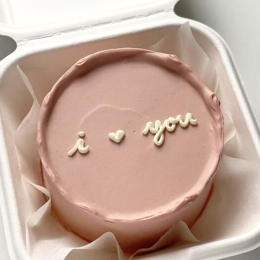 Бенто торт светло розовый i love you