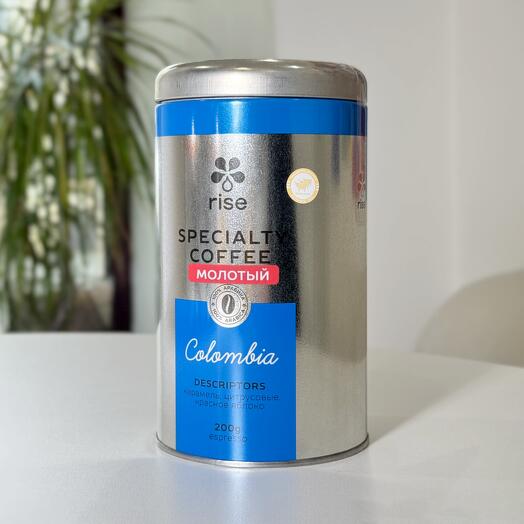 Rise кофе Colombia Excelso, банка 200 гр, молотый., RS-COOB-020-M