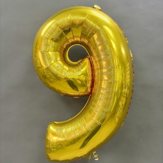 Шар Цифра 9 золото