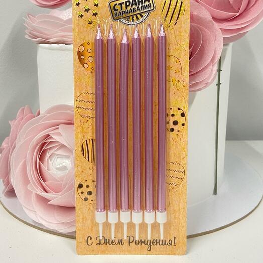 Свечи прямые (розовый металлик)