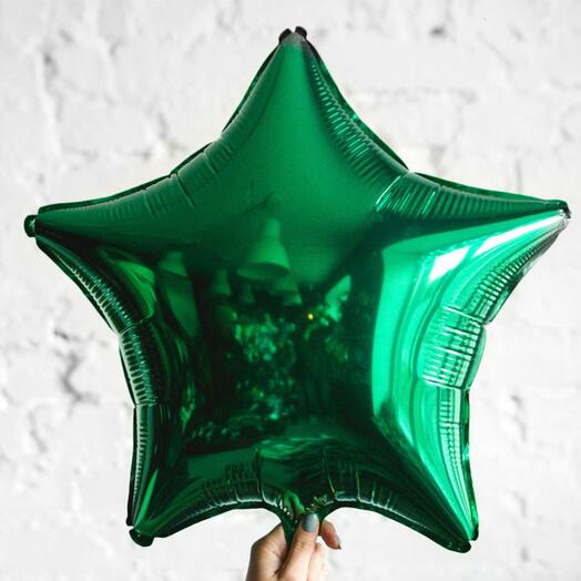 Шар фольгированный звезда зелёная