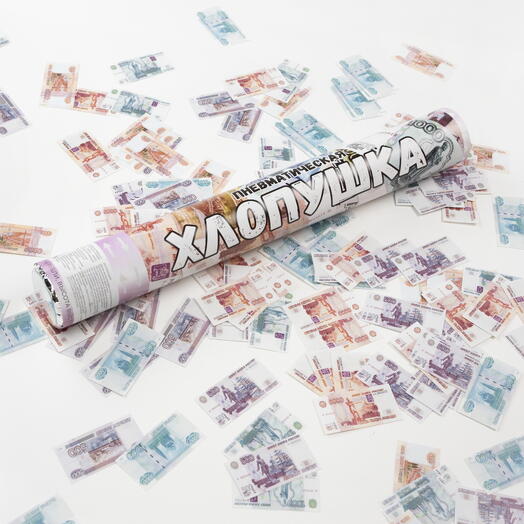 Пневмохлопушка (16/40 см), Деньги, Рубли