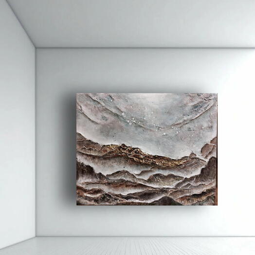 Картина Интерьерная фактурная абстрактный пейзаж Среди вершин