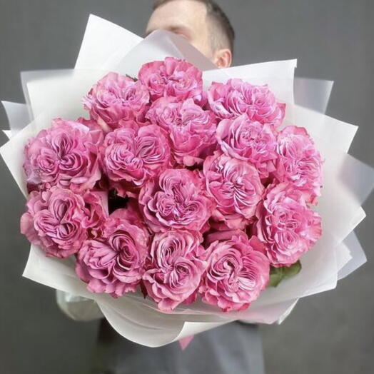 🌸Монобукет из 15 пионовидных роз сорта Country Blue