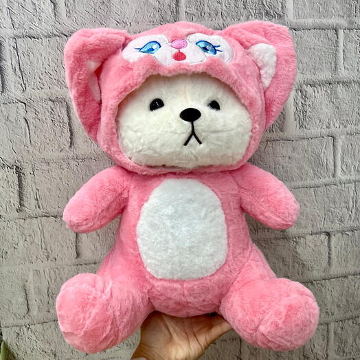 Мягкая игрушка в костюме (розовый). Подарок для жены, любимой девушки, второй половинки, дочки, сестры, мамы, подруги