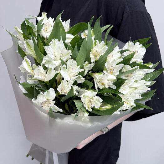 Моно из 9 белых альстромерий | BLOSSOM