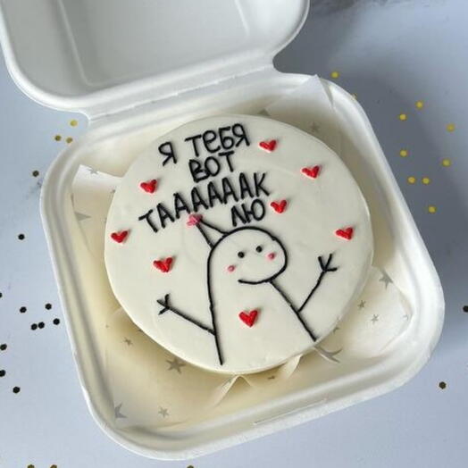 Бенто торт я тебя вооот так лю♥ на 14 февраля, день влюблённых, второй половинке, любимой, любимому в подарок