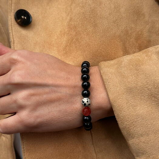 Браслет из натурального камня CAVIAR ONYX CRUELLA на подарок, любимой девушке, на день рождения, на мероприятие, на праздник