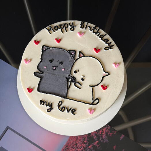 Бенто торт 12 см  happy birthday с котиками