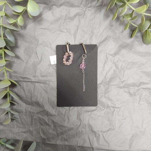 Серьги "розовые кристаллы"