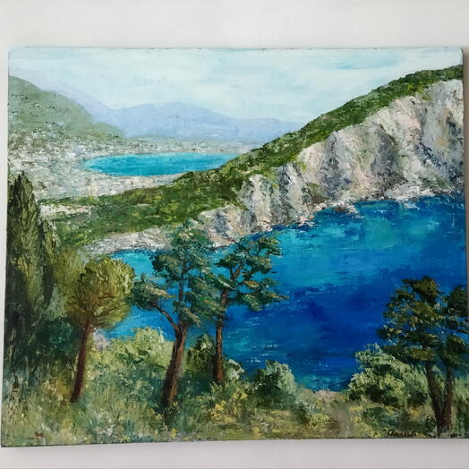 Картина маслом "На берегу Корфу", 60*70 см