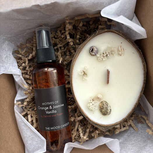 Набор подарочный (свеча и спрей для текстиля)