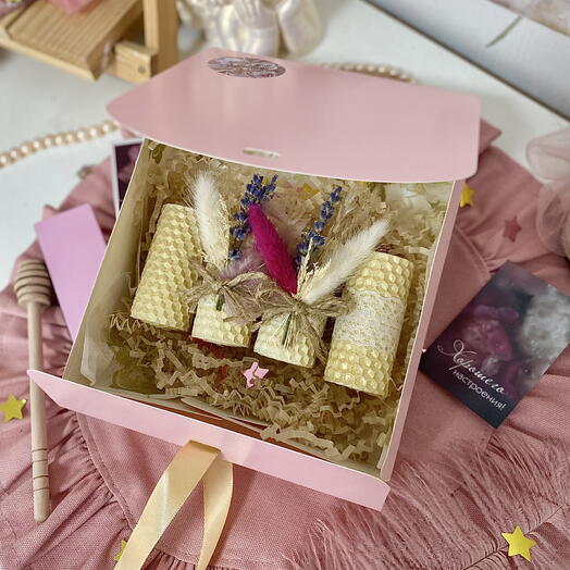 Подарочный набор медовых свечей ручной работы