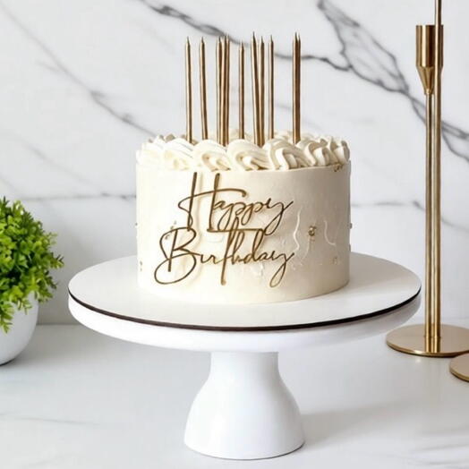 Торт на день рождения со свечами «Happy birthday