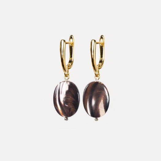 Серьги Крокус Черный перламутр 14K (EAR1132)