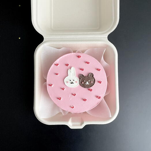 🐰🐻Бенто торт с зайкой и мишкой и сердечками