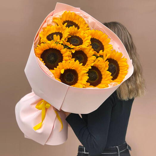 🌻АКЦИЯ🌻 Букет "Солнечный рассвет" из 9 подсолнухов
