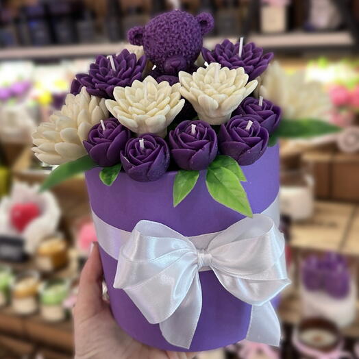 Букет свечей с Мишкой 💐