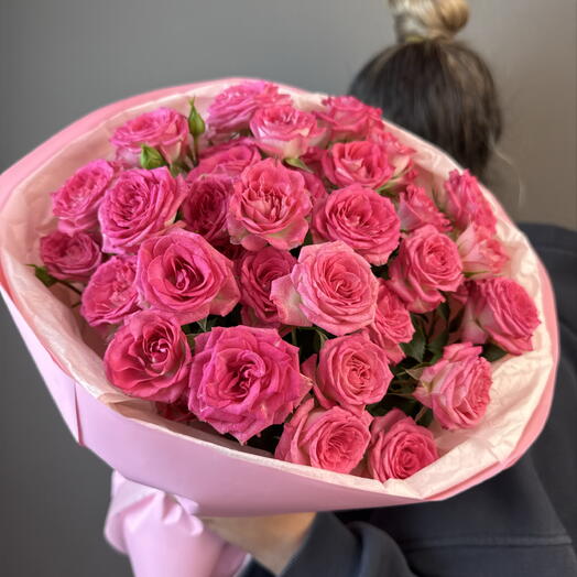 Кустовые малиновые розы (9 шт) 💗