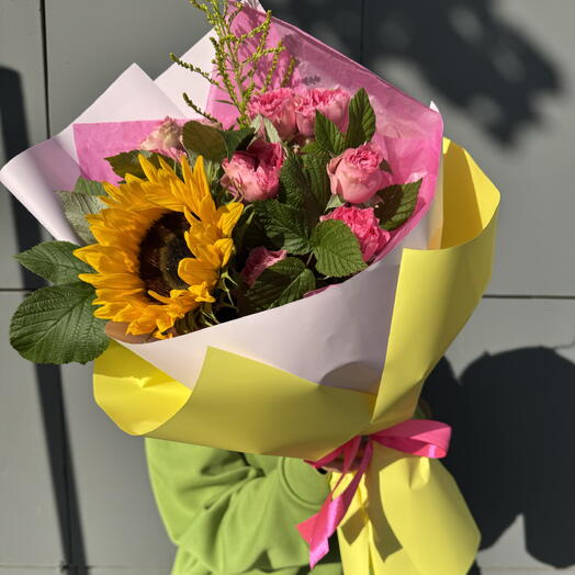 Букет учителю на 1 сентября подсолнух пион розы 🌻💞